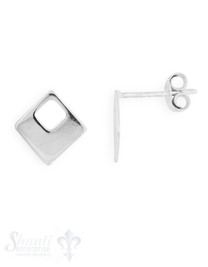 Ohrstecker: Quadrat flach mit kl.ausgestanztem Quadrat 7,5x7,5 mm - Shanti Enterprise AG