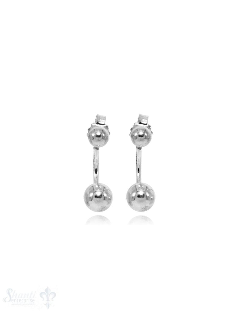 Ohrstecker Silber hell 18x6 mm zweiteilig Kugeln in Halbkreis 4,5 und 6 mm - Shanti Enterprise AG