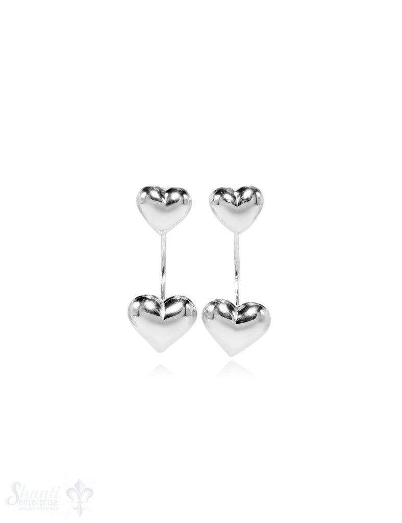 Ohrstecker Silber hell 8+10 mm Herz doubel face poliert mit Stift - Shanti Enterprise AG
