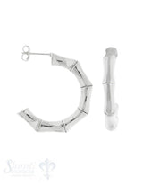 Ohrstecker Silber hell Creolen offen Bambus 28 mm