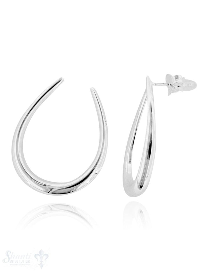 Ohrstecker Silber hell Creolen oval offen poliert seitlich abgedreht - Shanti Enterprise AG