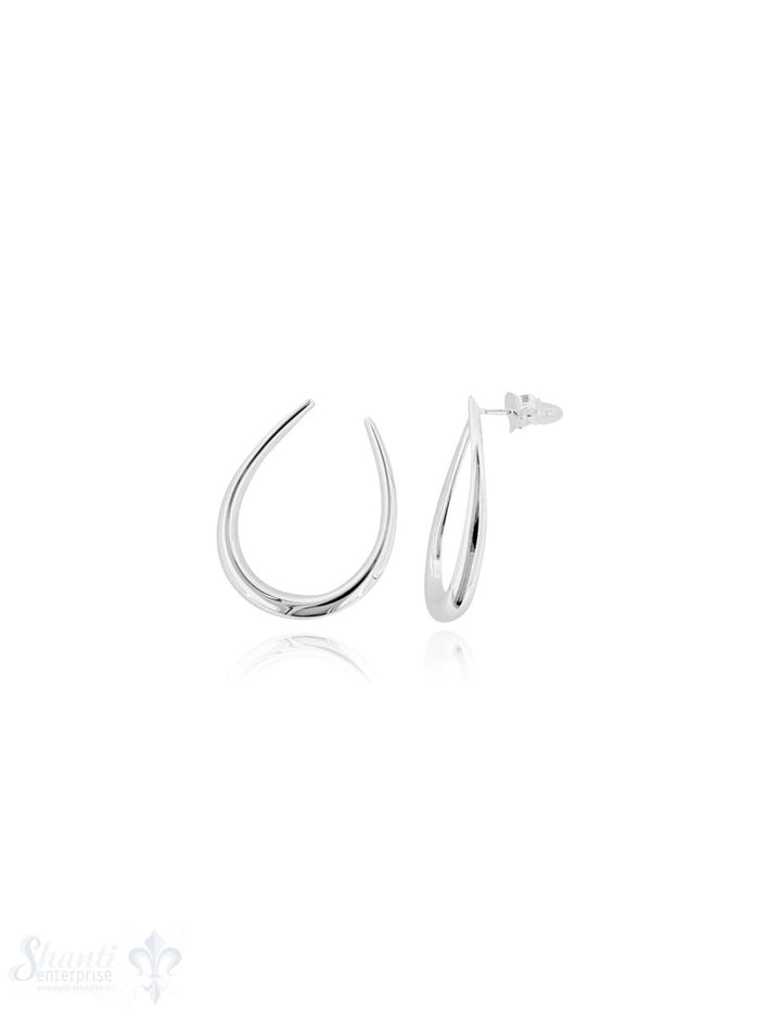 Ohrstecker Silber hell Creolen oval offen poliert seitlich abgedreht - Shanti Enterprise AG