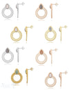 Ohrstecker Silber mit Tropfen 24x19 mm mit Kreis offen verziert getupft Stein facettiert 10x8 mm - Shanti Enterprise AG