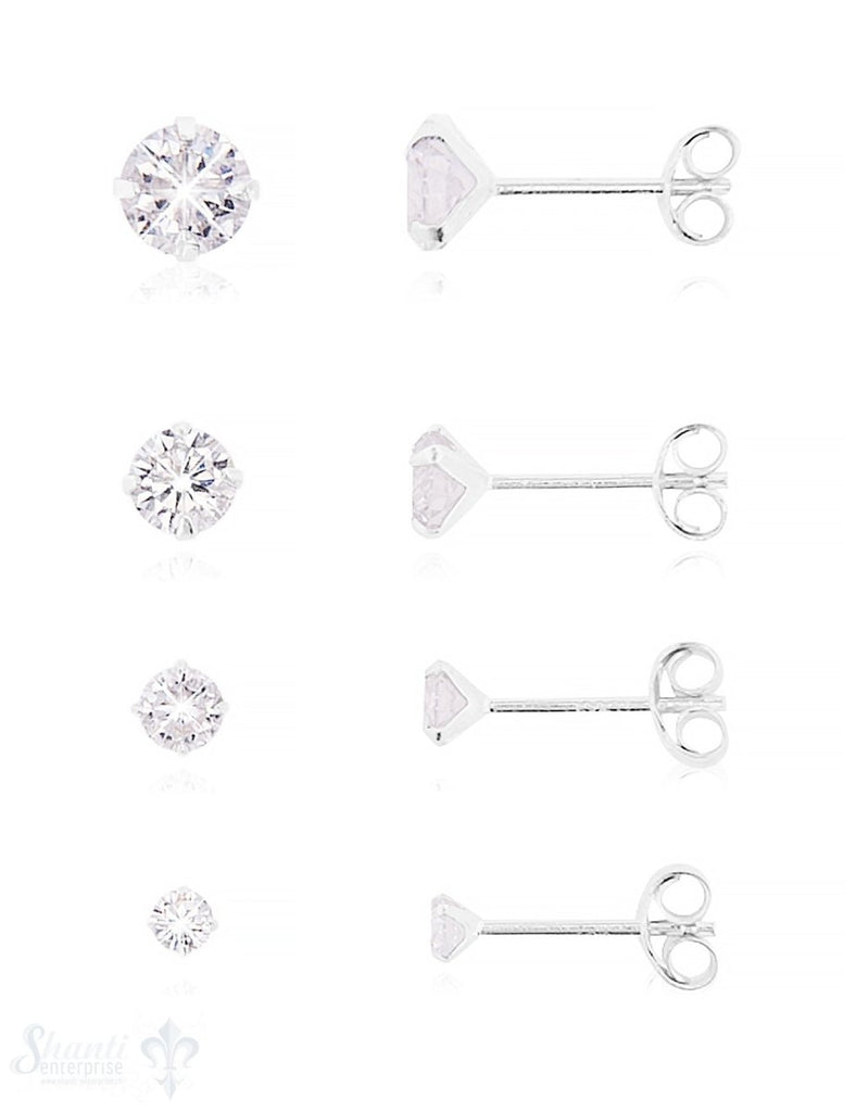 Ohrstecker Silber mit Zirkonia weiss Krabbenfassung - Shanti Enterprise AG