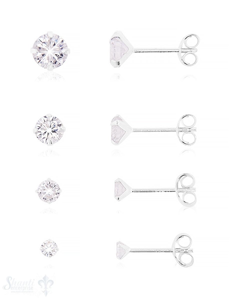 Ohrstecker Silber mit Zirkonia weiss Krabbenfassung - Shanti Enterprise AG