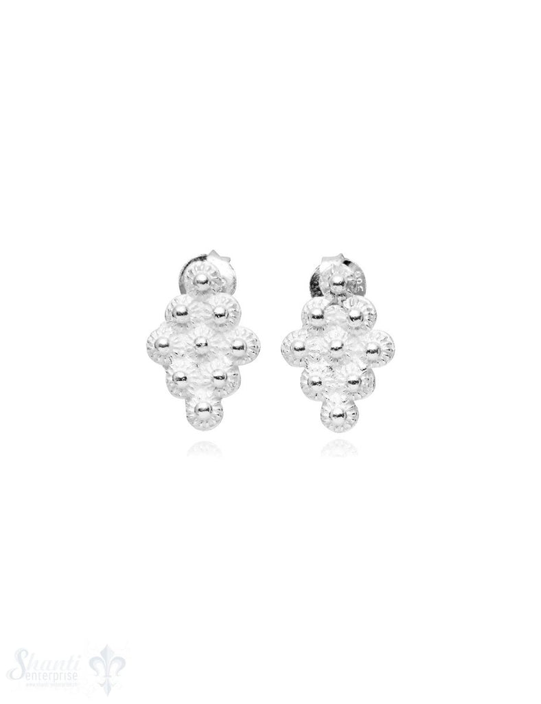 Ohrstecker Silber Rhomubs getupft reich verziert 10x14 mm - Shanti Enterprise AG