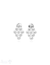 Ohrstecker Silber Rhomubs getupft reich verziert 10x14 mm