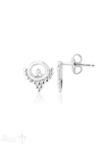 Ohrstecker Tropfen offen 10x8 mm Silber mit Kreis offen Spitz gepunktet
