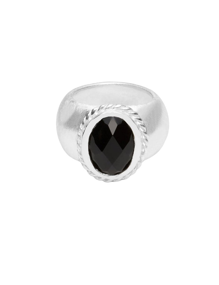 Onyx oval Ring gekratzt 14 mm breite Schiene - Shanti Enterprise AG