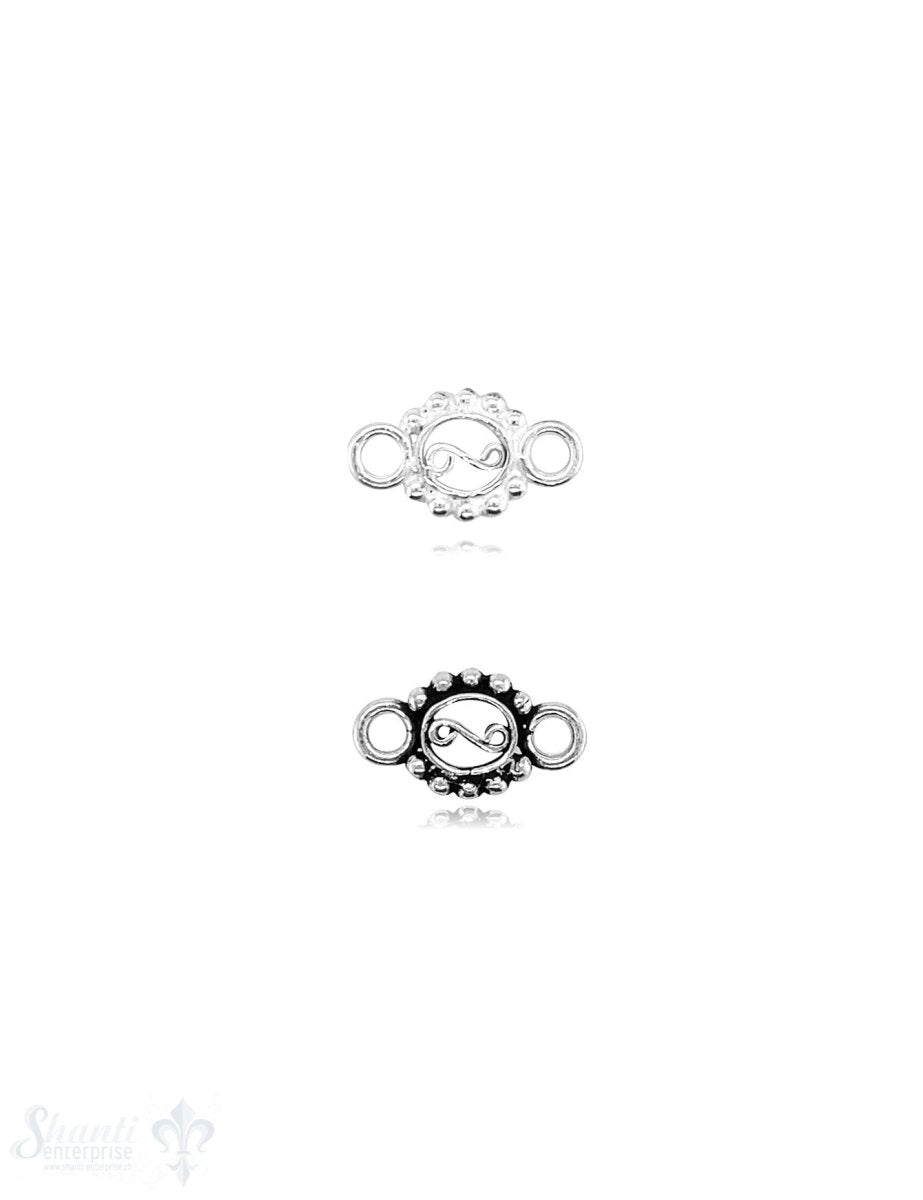 Oval 15x8 mm Silber gepunktet mit. Doppelösen ID2,5 mm 1 Pack = 3 Stück Ag 925 - Shanti Enterprise AG