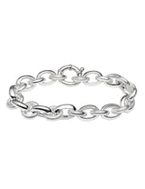 Oval & rundes Bracelet 1/2 gerillt 19,5 cm mit Federring 12 mm breit Silber 925
