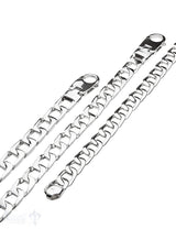 Panzer Armkette Silber abgerundet offen Spezial Karabiner eckig mit Gelenk