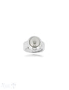 Perlen weiss Silberring 10 mm bombiert Fassung konisch Schiene 7 mm breit flach massiv Silber 925 poliert - Shanti Enterprise AG