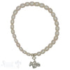 Perlenarmband weiss, oval, Anhägerli mit Herz, Schnecke, Linse mit Gummizug, 19 cm - Shanti Enterprise AG