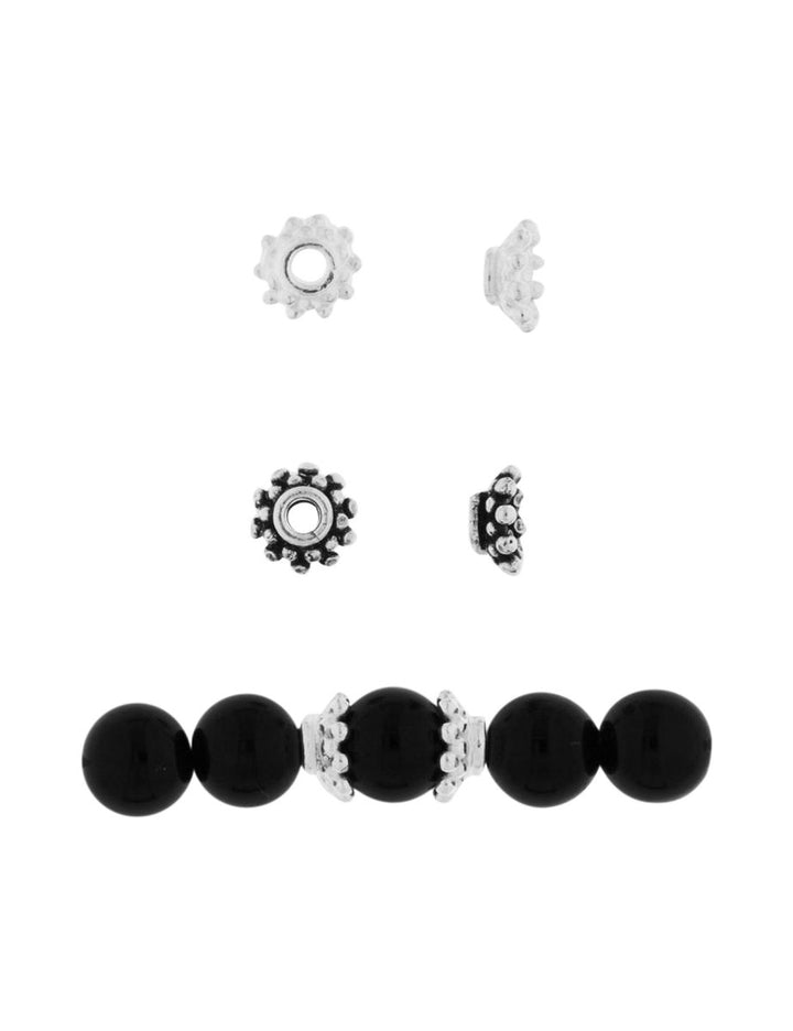 Perlkappe Silber 6 mm gepunktet Loch 1. 5 mm 1 Pack = 18 Stk. ca. 5 gr. - Shanti Enterprise AG