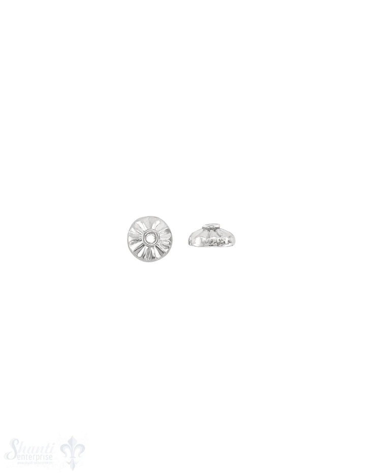 Perlkappe Silber 8x3,7 mm strahlenförmig kantig Silber 925 poiert ID 1.5 mm 1 Pack = 14 Stk. ca. 5 - Shanti Enterprise AG
