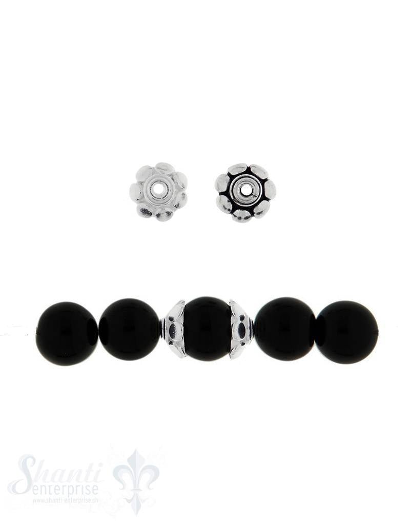 Perlkappe Silber Blume - Shanti Enterprise AG