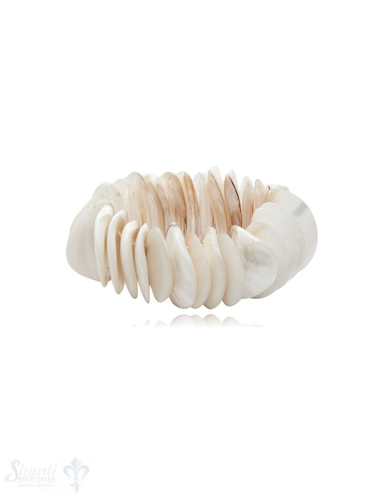 Perlmutt weiss Armband Schiffli ineinander 38 mm 18 cm lang - Shanti Enterprise AG
