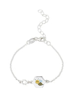 Plaquette eckig mit Biene Armkette Anker 12-16 cm Kinder Schmuck mit Emaille Biene gelb Grösse verstellbar