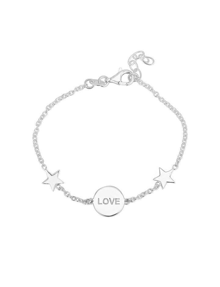 Plaquette Love mit 2 Sternen Ankerkette Grössenverstellbar mit Karabiner Silber 925 - Shanti Enterprise AG