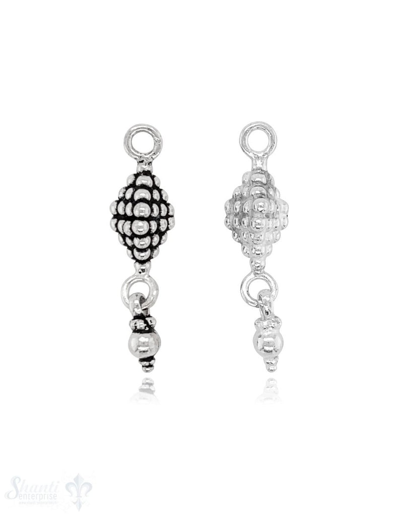 Pyramiden Anhänger doppelt 29x7 mm Silber getupft mit Kugeli Charm Öse fix 1 Pack = 2 Stück - Shanti Enterprise AG
