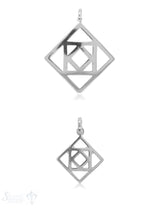 Quadrat Anhänger Silber durchbrochen 3 div. Grössen ineinander im Spitz  mit Öse