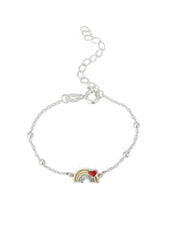 Regenbogen mit Herz Armkette Anker 12-16 cm Kinder Schmuck mit Emaille Regenbogen Farben Grösse verstellbar