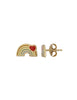 Regenbogen mit Herz Ohrstecker 6x9 mm Kinder Schmuck Emaillle Regenbogen Farben Herz rot - Shanti Enterprise AG