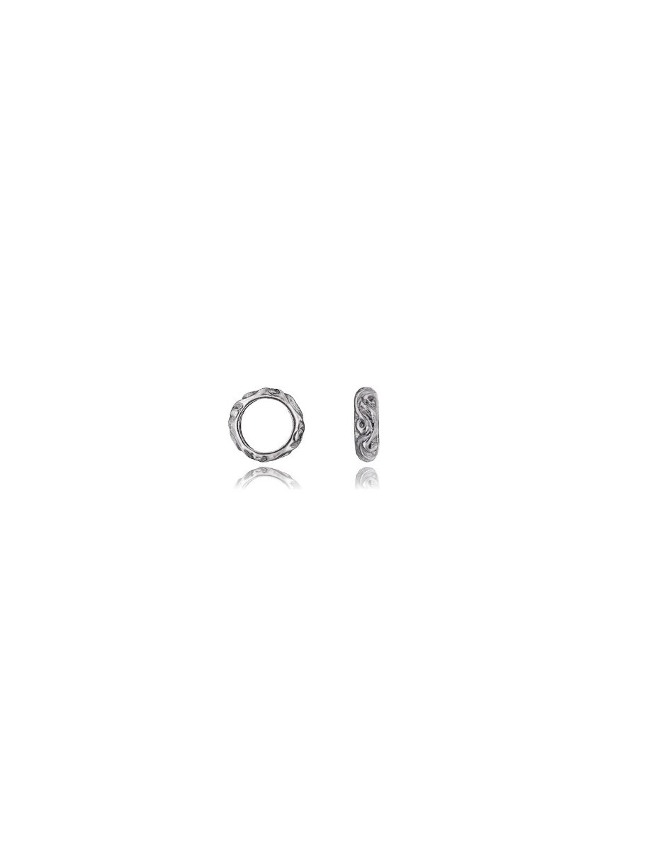 Ring 12 mm verziert 4 mm dick Blattranken ID8 mm geschwärzt Silber 925 1 Pack = 4 Stk. ca. 4 gr. - Shanti Enterprise AG