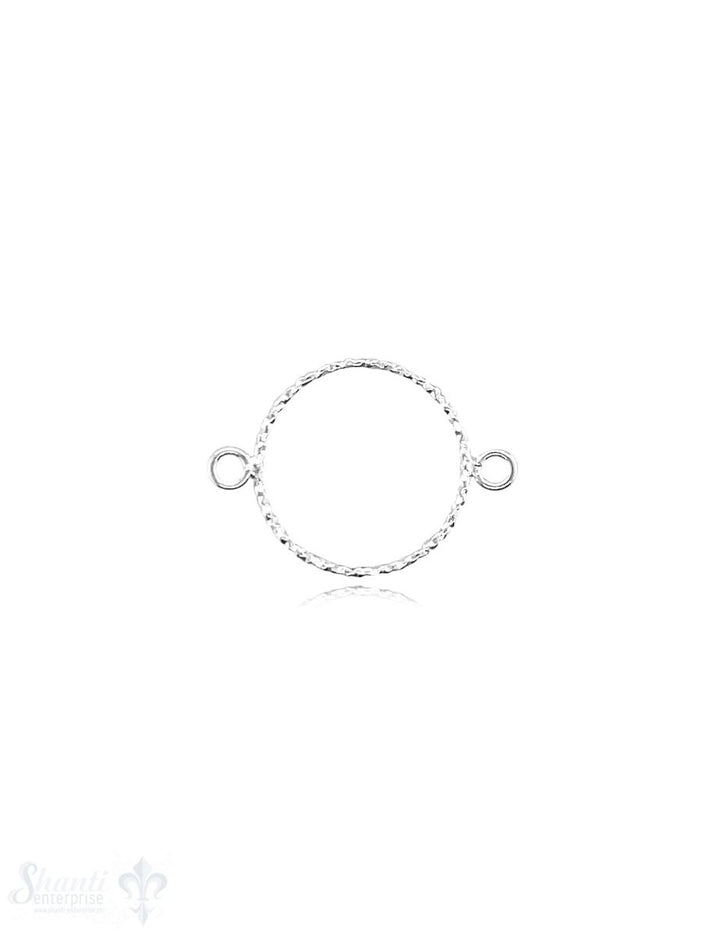 Ring gehämmert 14 x 0,9 mm Silber hell gepunktet durchbrochen mit Doppelösen ID 1,5 mm 1 Pack = 5 St - Shanti Enterprise AG