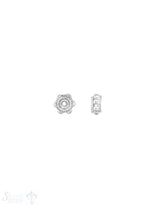 Rondellen Element 8x4,5 mm Rand fein verziert mit grossen Punkten Silber hell ID 1,7 mm 1 Pack = 4 S