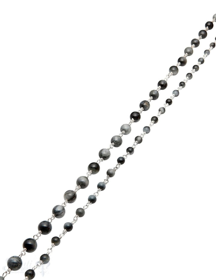 Rosenkranzkette Katzenaugquarz rund poliert Silber 925 Abschnittlänge wird angepasst Preis per m - Shanti Enterprise AG
