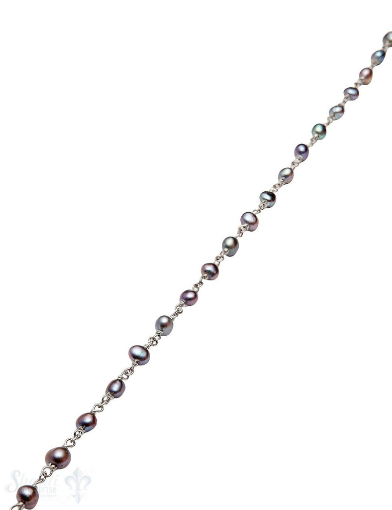 Rosenkranzkette Perlen schwarz 5 mm rund poliert Silber 925 Abschnittlänge wird angepasst per cm - Shanti Enterprise AG