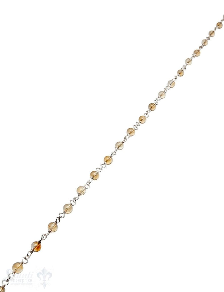 Rosenkranzkette Zitrin 4 mm rund poliert Silber Abschnittlänge wird angepasst per cm - Shanti Enterprise AG