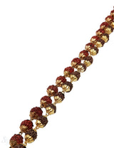 Rudraksha Kette Kugeln 9 mm 80 cm lang (rund 8,5-9,0 mm) mit Kappen messingfarben