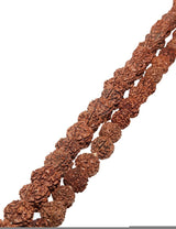Rudraksha Malakette braun-rot Kugeln mit rotem Zottel