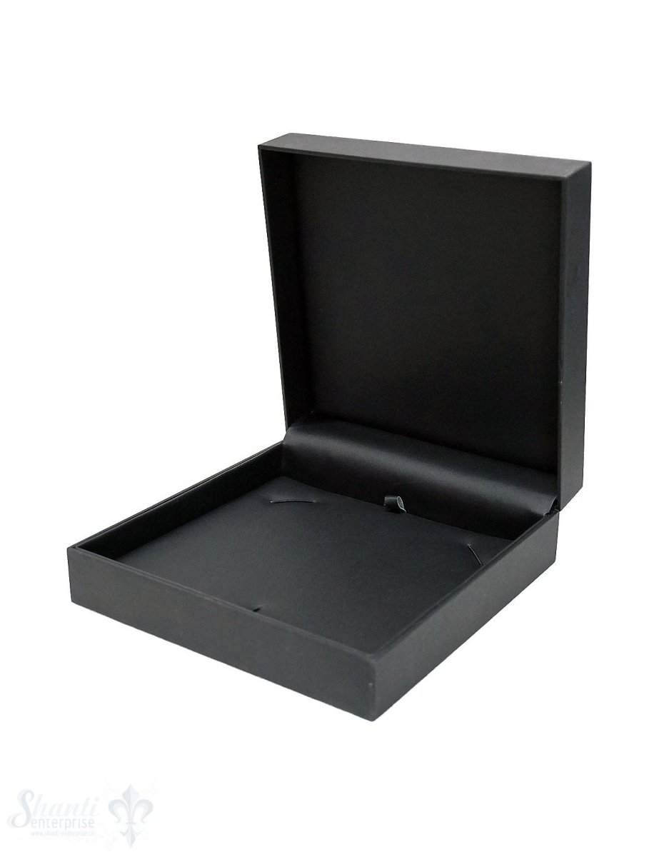 Schachtel schwarz, Kunstleder innen, für Kette 18 x 18 x 6 cm - Shanti Enterprise AG