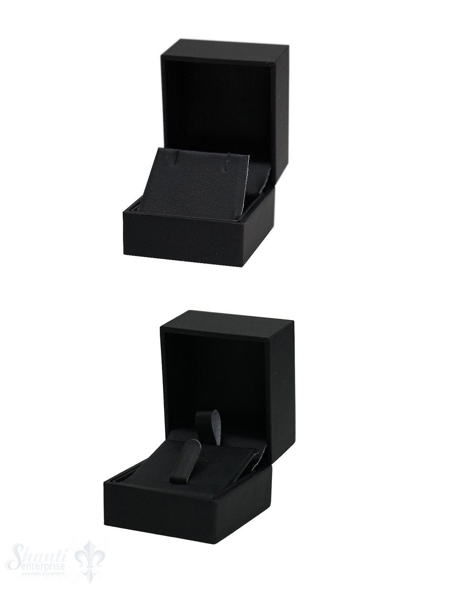 Schachtel schwarz, Kunstleder innen, für Ring oder Ohrstecker 5 x 5 x 4,5 cm - Shanti Enterprise AG
