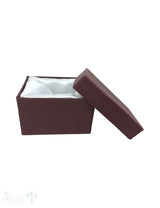 Schmuckbox bordeaux, Karton mit Stoffauskleidung weiss 7 x 5 x 4,5 cm
