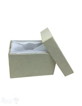 Schmuckbox ecru, Karton mit Stoffauskleidung weiss 7 x 5 x 4,5 cm