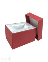 Schmuckbox rot, Karton mit Stoffauskleidung weiss 7 x 5 x 4,5 cm