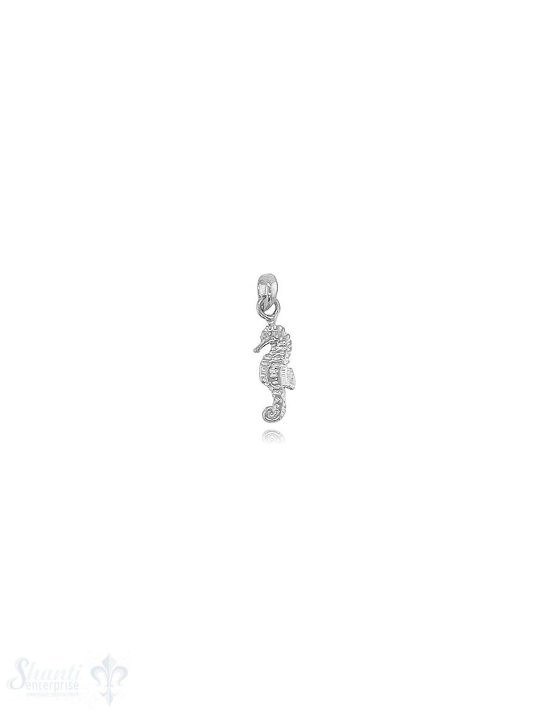 Seepferd Anhänger Silber 18x6 mm aufrecht beidseitig strukturiert - Shanti Enterprise AG