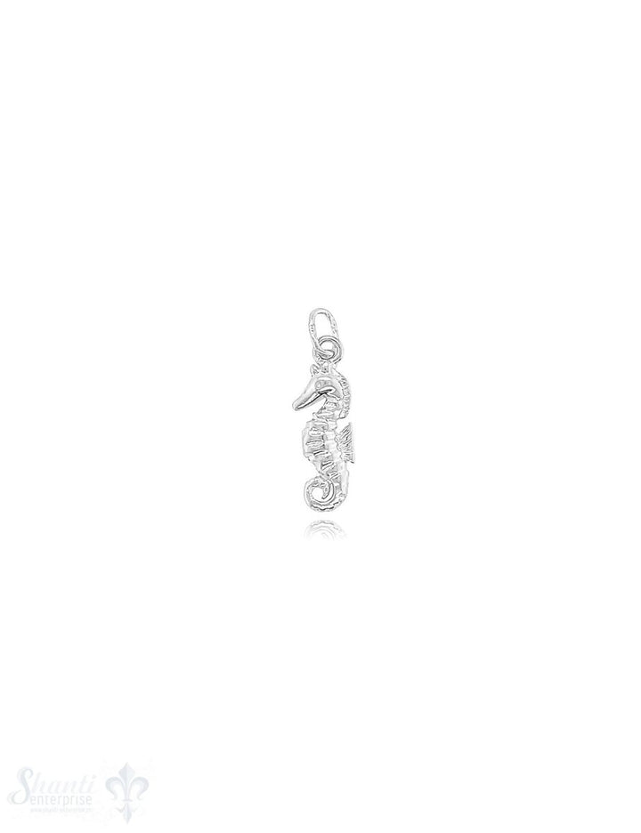 Seepferd Anhänger Silber 18x6 mm aufrecht beidseitig strukturiert - Shanti Enterprise AG
