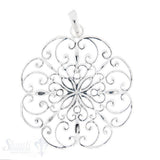 Si-Anhänger: Amulett Blume filigran verziert Kante eingebuchtet D: 40.5 mm