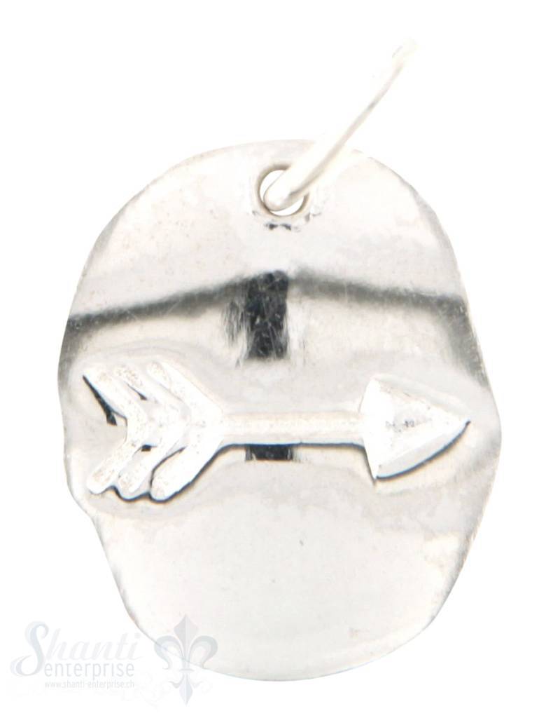 Si-Anhänger: Amulett mit Pfeil poliert D: 12mm Dicke: 1.1 mm mit Öse - Shanti Enterprise AG