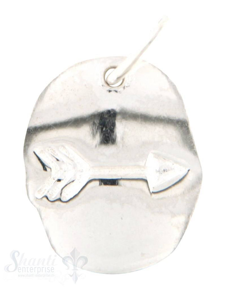 Si-Anhänger: Amulett mit Pfeil poliert D: 12mm Dicke: 1.1 mm mit Öse - Shanti Enterprise AG
