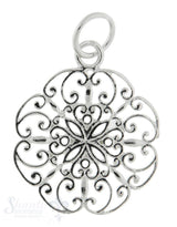 Si-Anhänger: Blumen-Amulett fein durchbrochen mit Öse, 19 mm