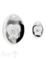 Si-Anhänger: ovale Plaquette mit Doppelflügel Dicke: 1 mm
