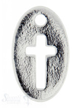 Si-Anhänger: Plaquetten oval mit Kreuz 14x8mm Dicke: 0.9mm Loch 0.75mm