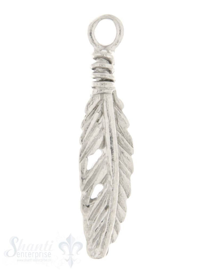 Si-Anhänger:Feder flach ,fixe Oese: 18x 4 mm - Shanti Enterprise AG